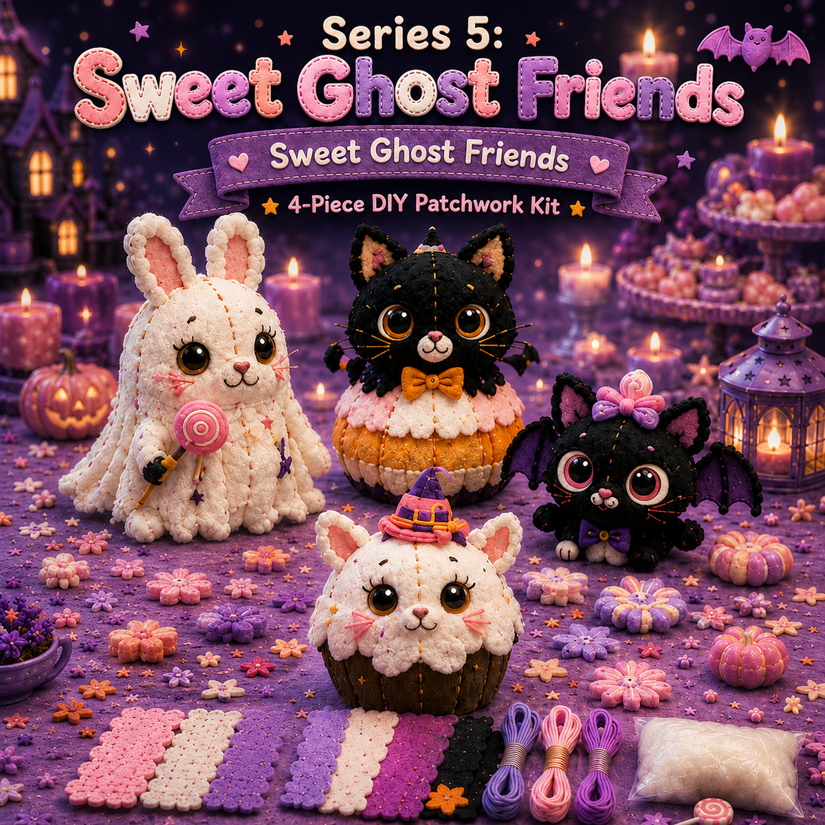 Halloween Friends 4 Piece DIY Patchwork Kit Collection 🎃🧵