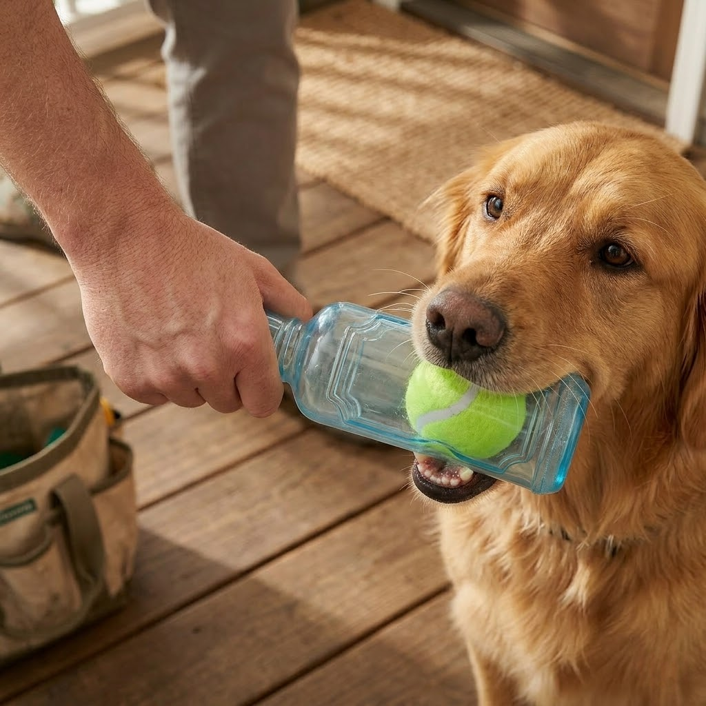 Interactive Squeaky Bottle & Tennis Ball Toy