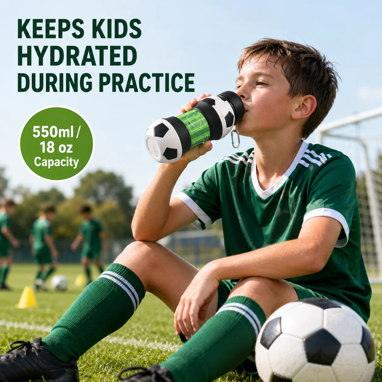 World Cup Special: 2-in-1 Foldable Football Water Bottle