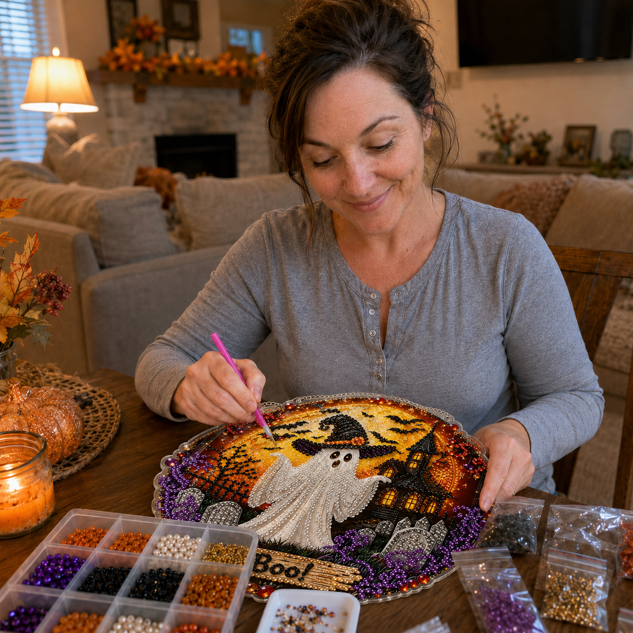 ✨🎃Halloween Pearl Art Hanging Ornament Kit-Create Your Own Magical Halloween Decoration ✨👻