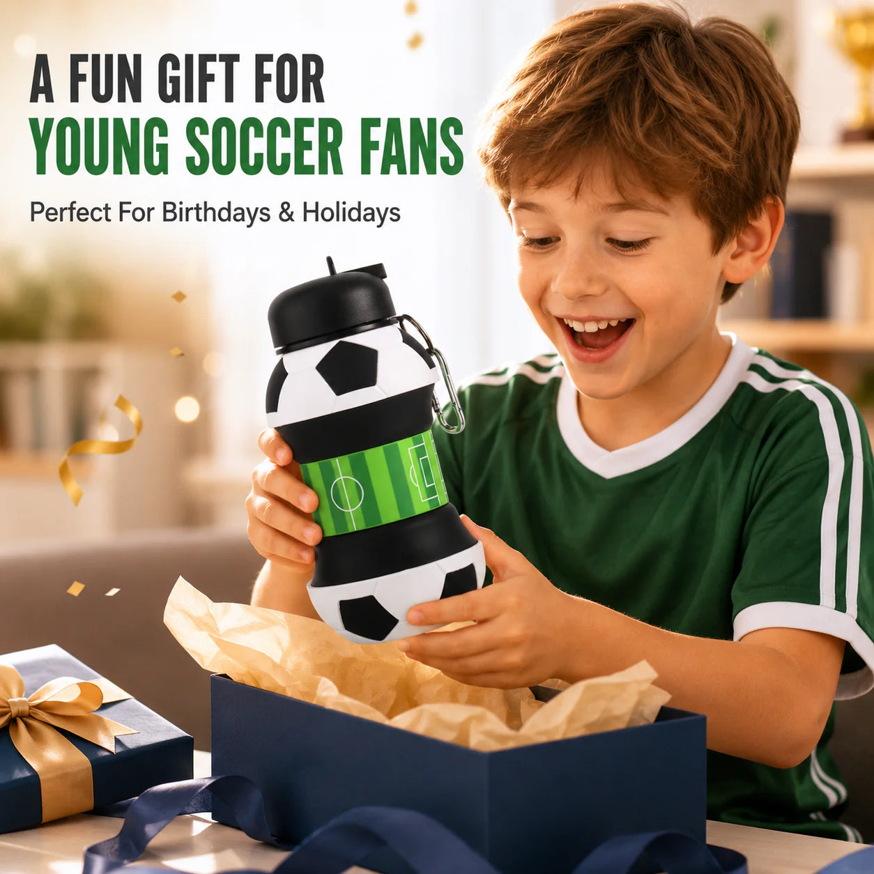 World Cup Special: 2-in-1 Foldable Football Water Bottle