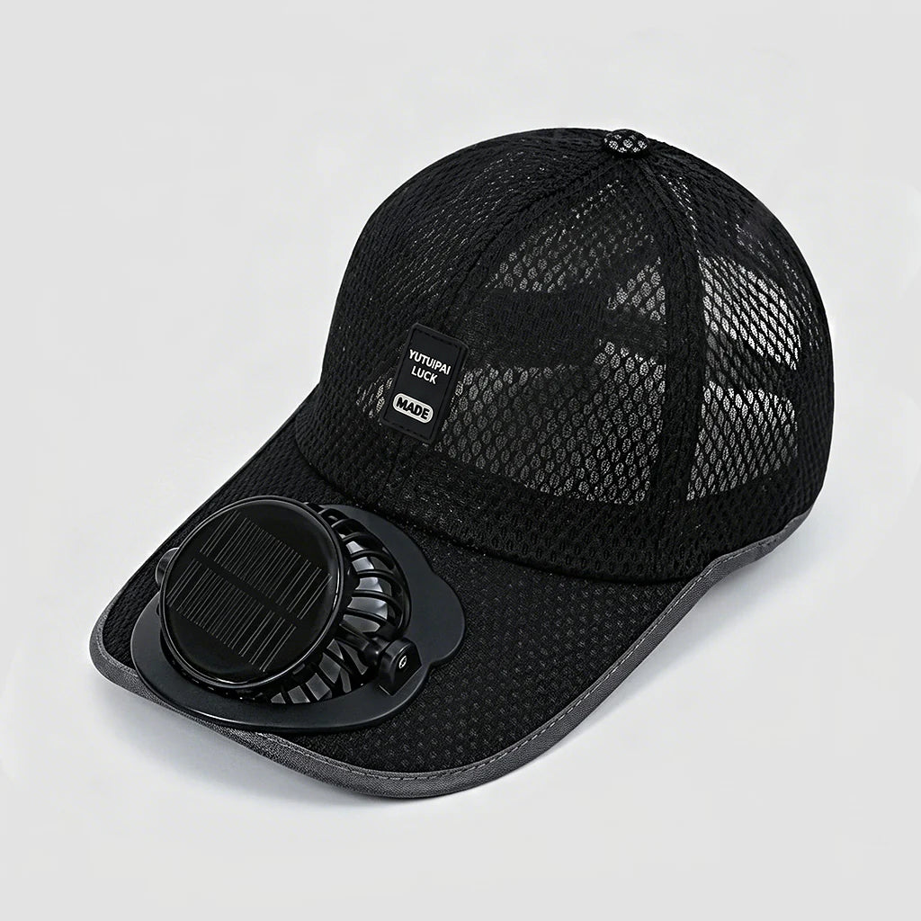 2-in-1 baseball cap with solar-powered fan