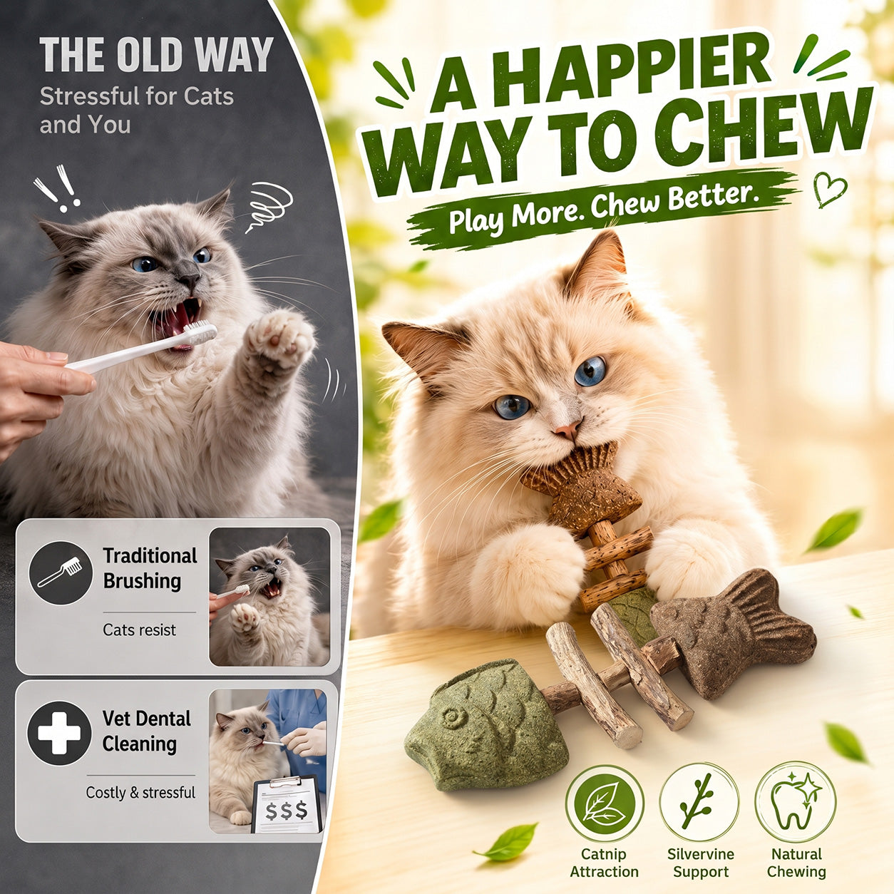 LBMLBM™ Catnip & Silvervine Chew - Let Your Cat Brush Their Own Teeth! 🦷🐱