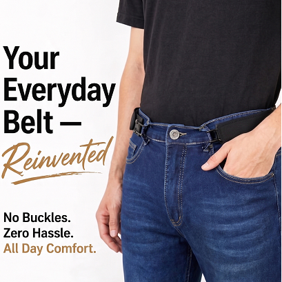 Metal Hook Tactical Elastic Belt No Buckle Invisible Design | Soft Adjustable Side Tactical Belt