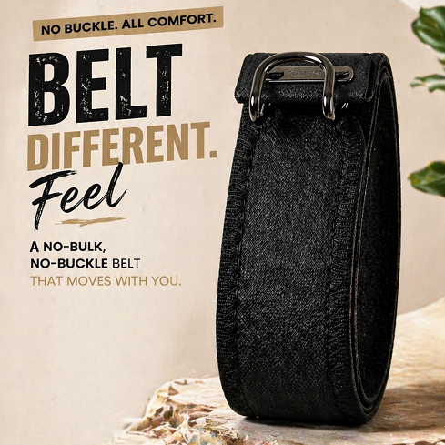 Metal Hook Tactical Elastic Belt No Buckle Invisible Design | Soft Adjustable Side Tactical Belt