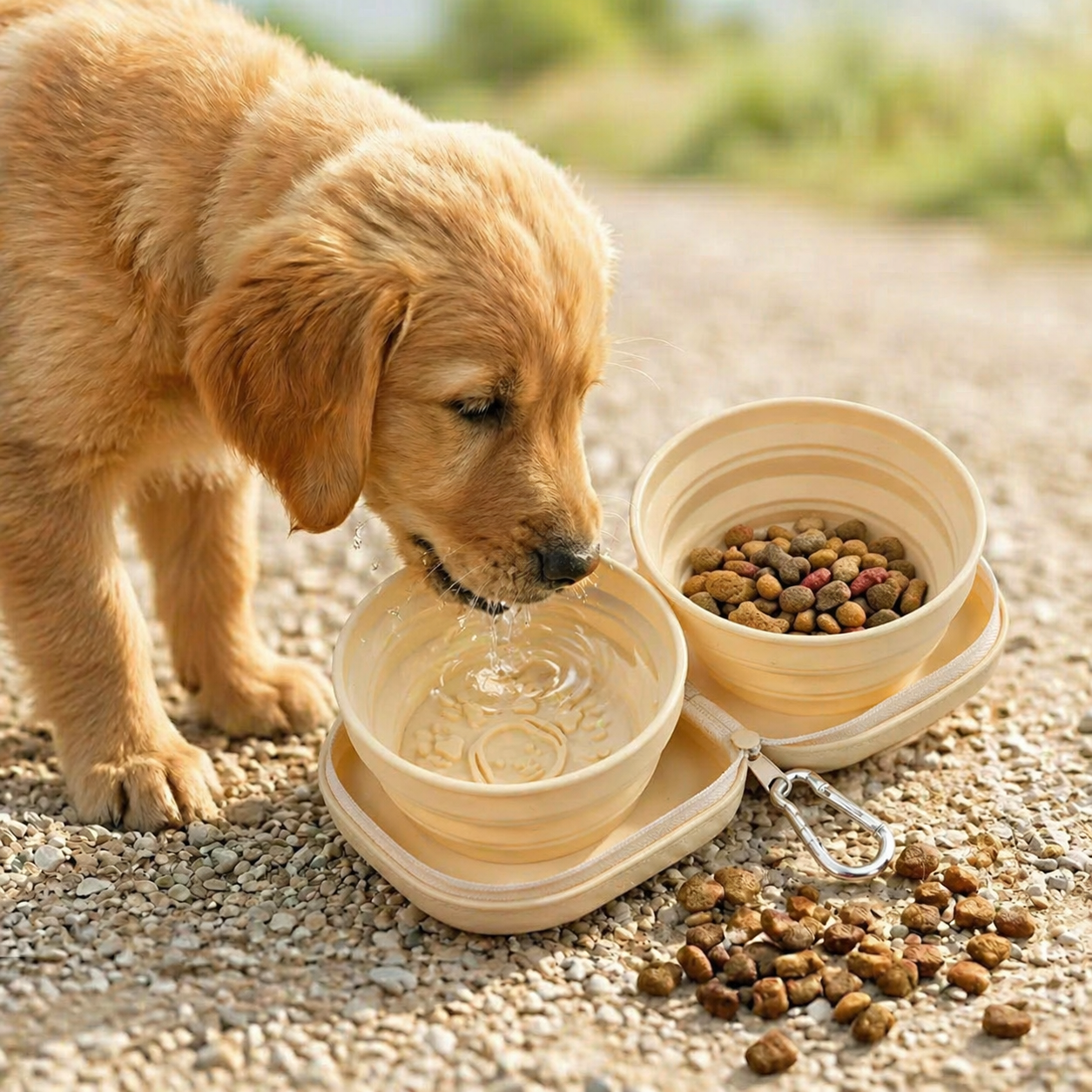Portable Outdoor Foldable Double Bowl