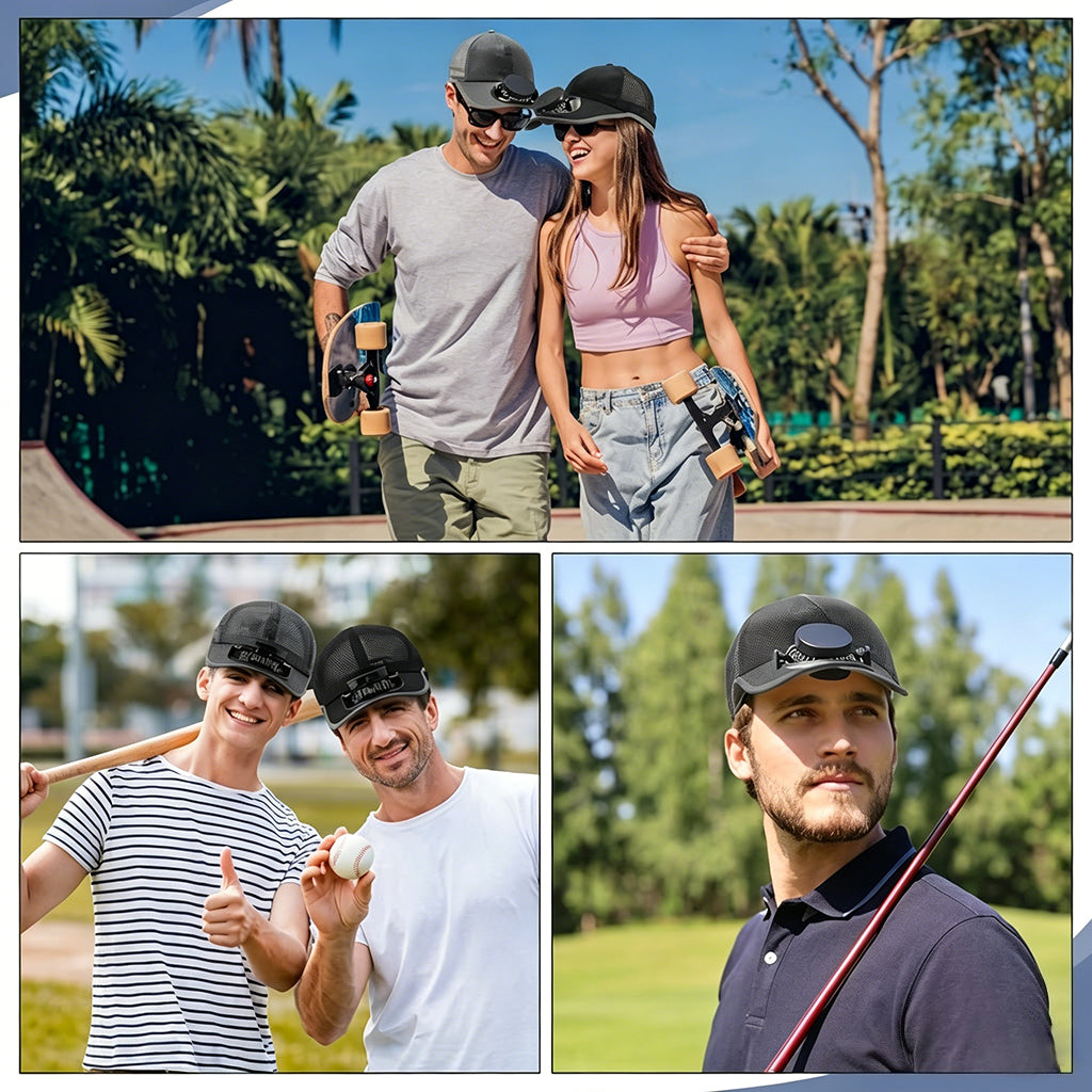 2-in-1 baseball cap with solar-powered fan