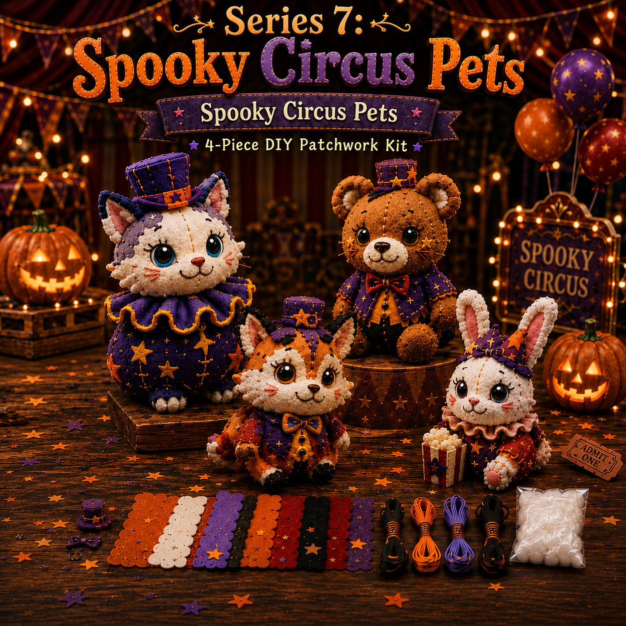Halloween Friends 4 Piece DIY Patchwork Kit Collection 🎃🧵