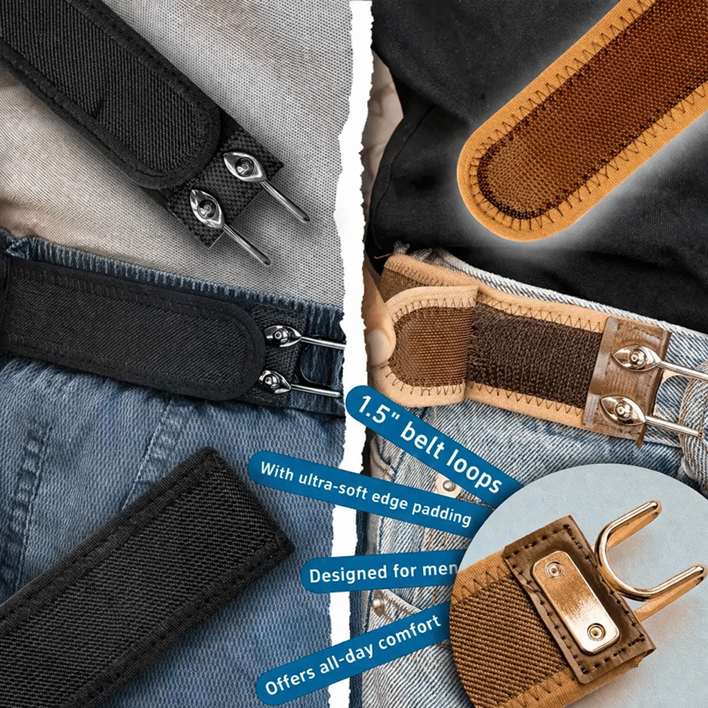 ✨Metal Hook Tactical Elastic Belt No Buckle Invisible Design | Soft Adjustable Side Tactical Belt