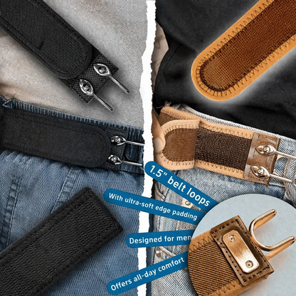 ✨Metal Hook Tactical Elastic Belt No Buckle Invisible Design | Soft Adjustable Side Tactical Belt
