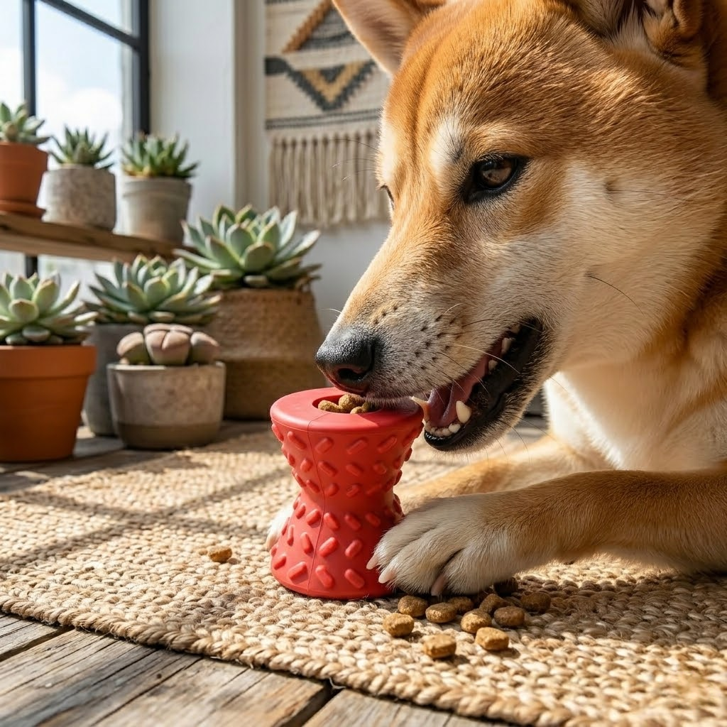 Durable Rubber Dumbbell Treat Dispenser