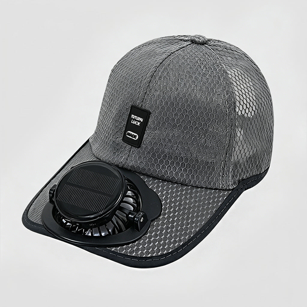 2-in-1 baseball cap with solar-powered fan