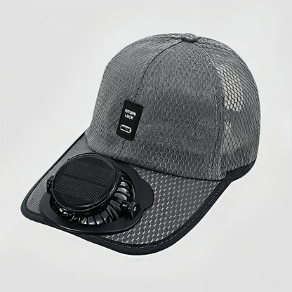 2-in-1 baseball cap with solar-powered fan