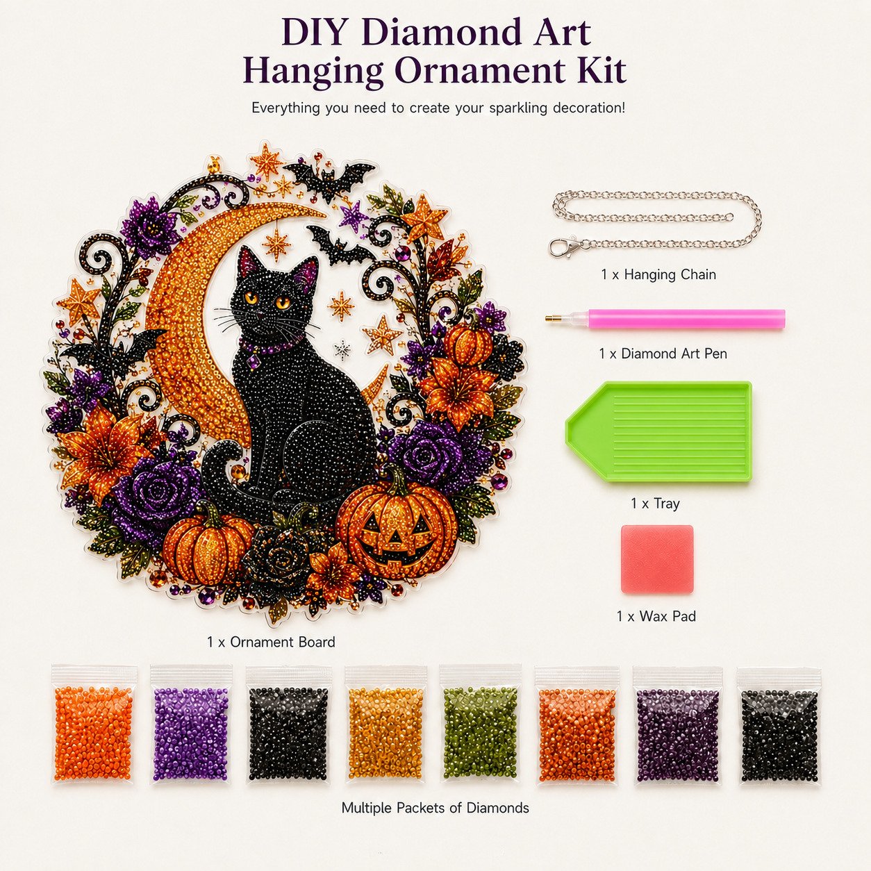 ✨🎃Halloween Pearl Art Hanging Ornament Kit-Create Your Own Magical Halloween Decoration ✨👻