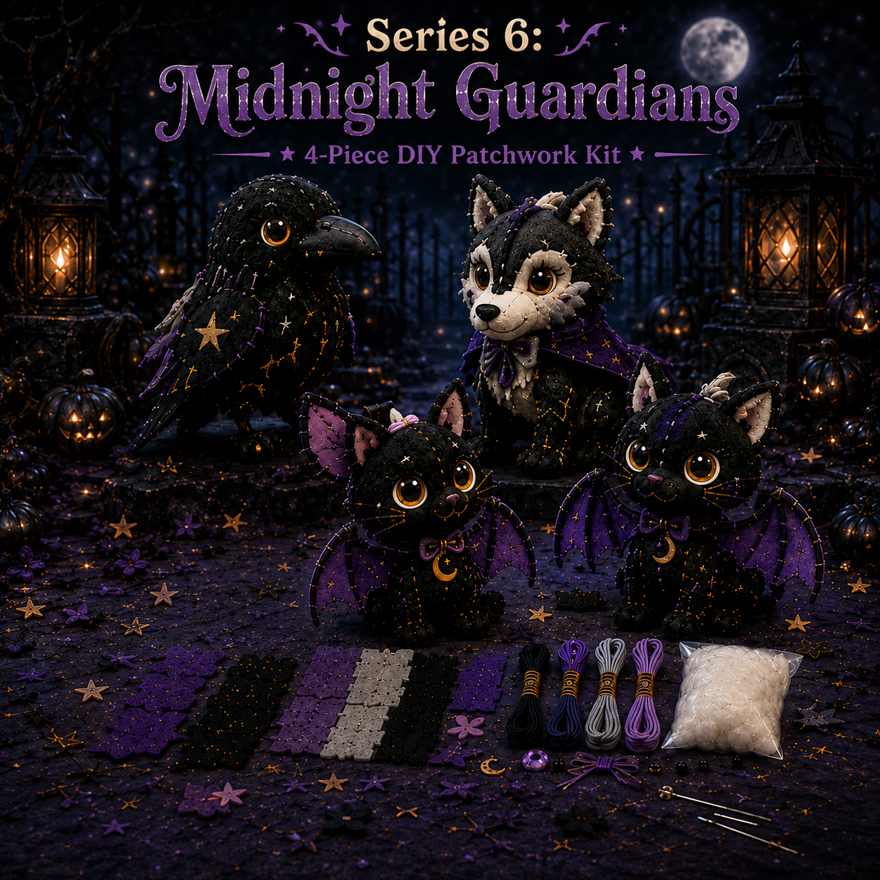 Halloween Friends 4 Piece DIY Patchwork Kit Collection 🎃🧵