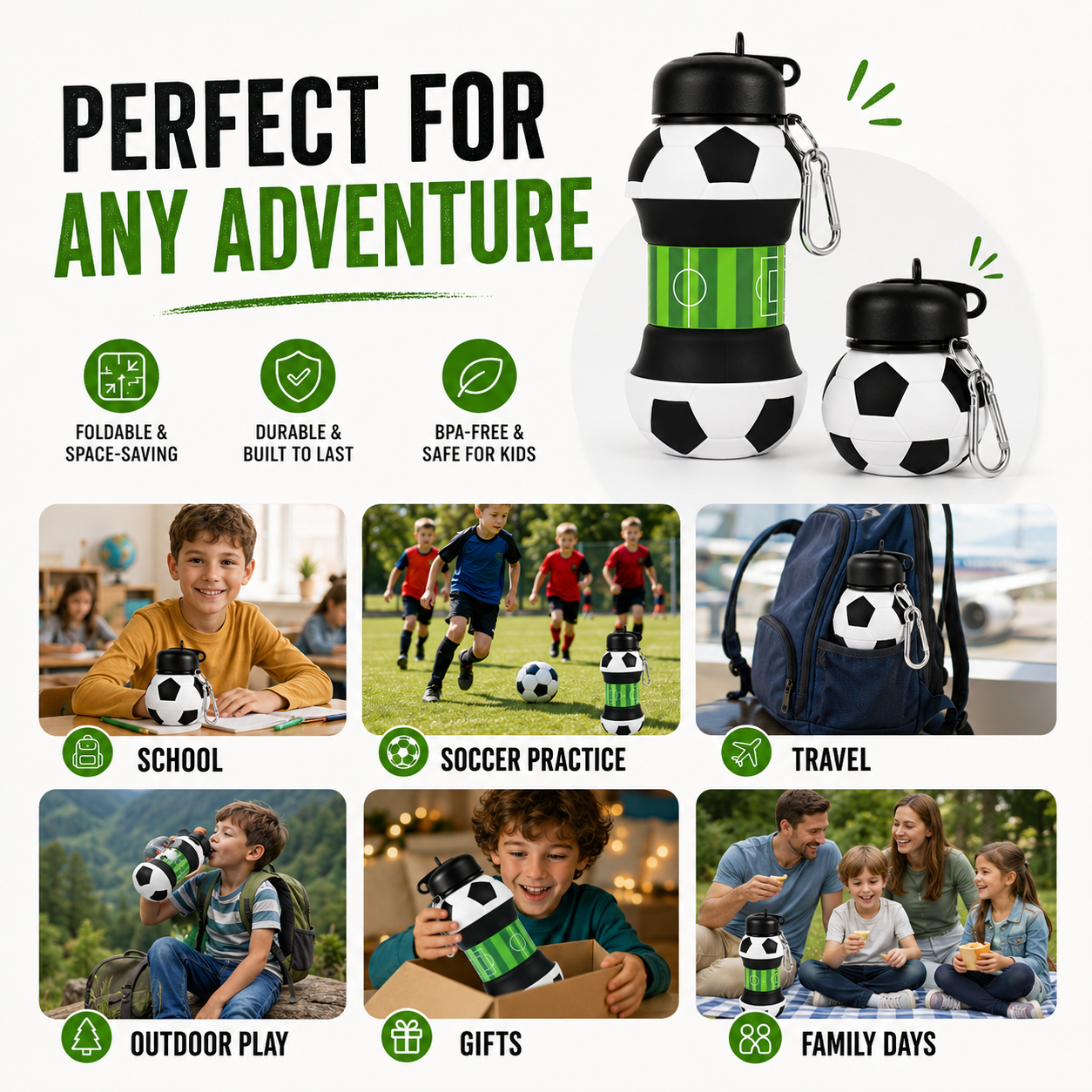 World Cup Special: 2-in-1 Foldable Football Water Bottle