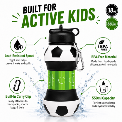 World Cup Special: 2-in-1 Foldable Football Water Bottle
