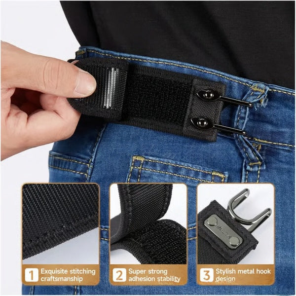 ✨Metal Hook Tactical Elastic Belt No Buckle Invisible Design | Soft Adjustable Side Tactical Belt