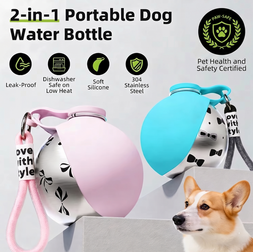 2-in-1 Portable Dog Water Bottle