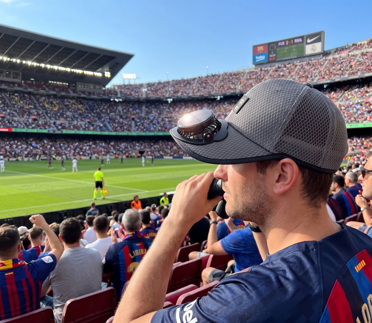 2-in-1 baseball cap with solar-powered fan