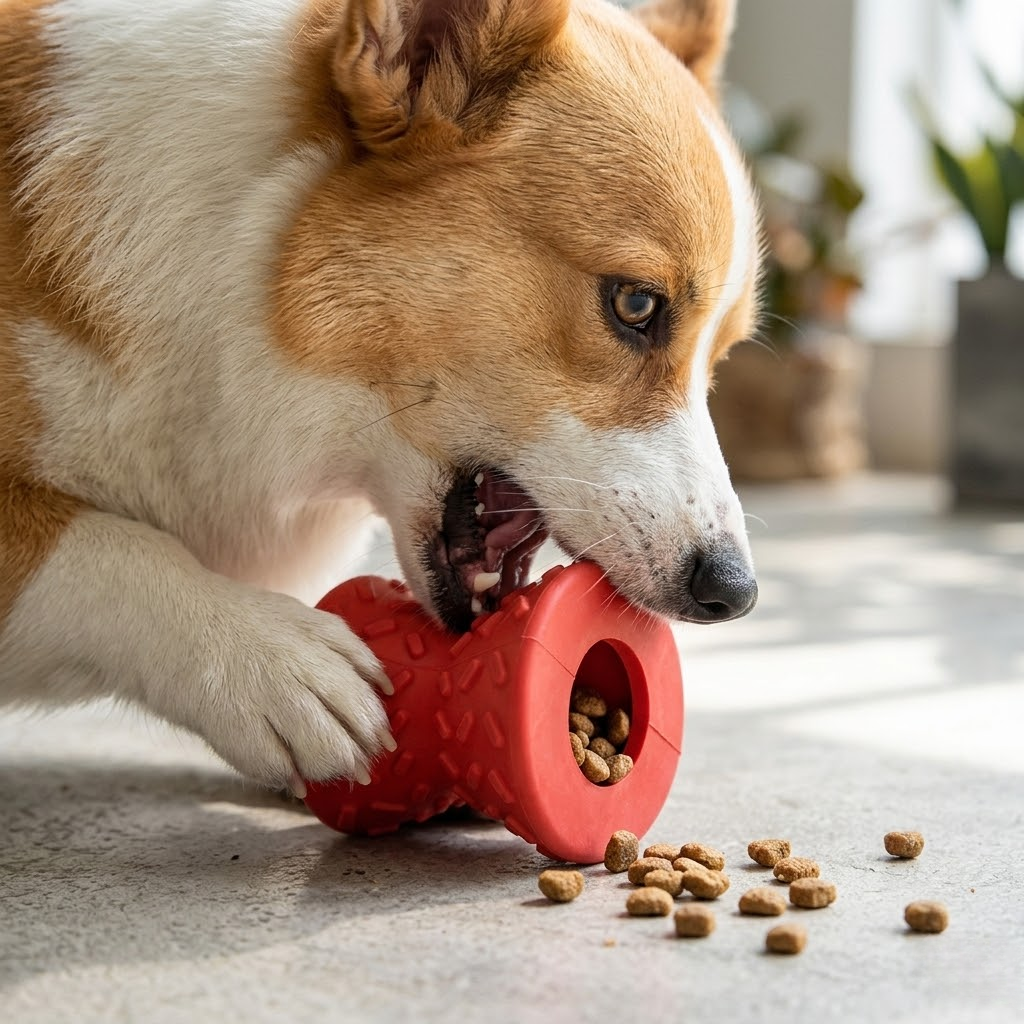 Durable Rubber Dumbbell Treat Dispenser