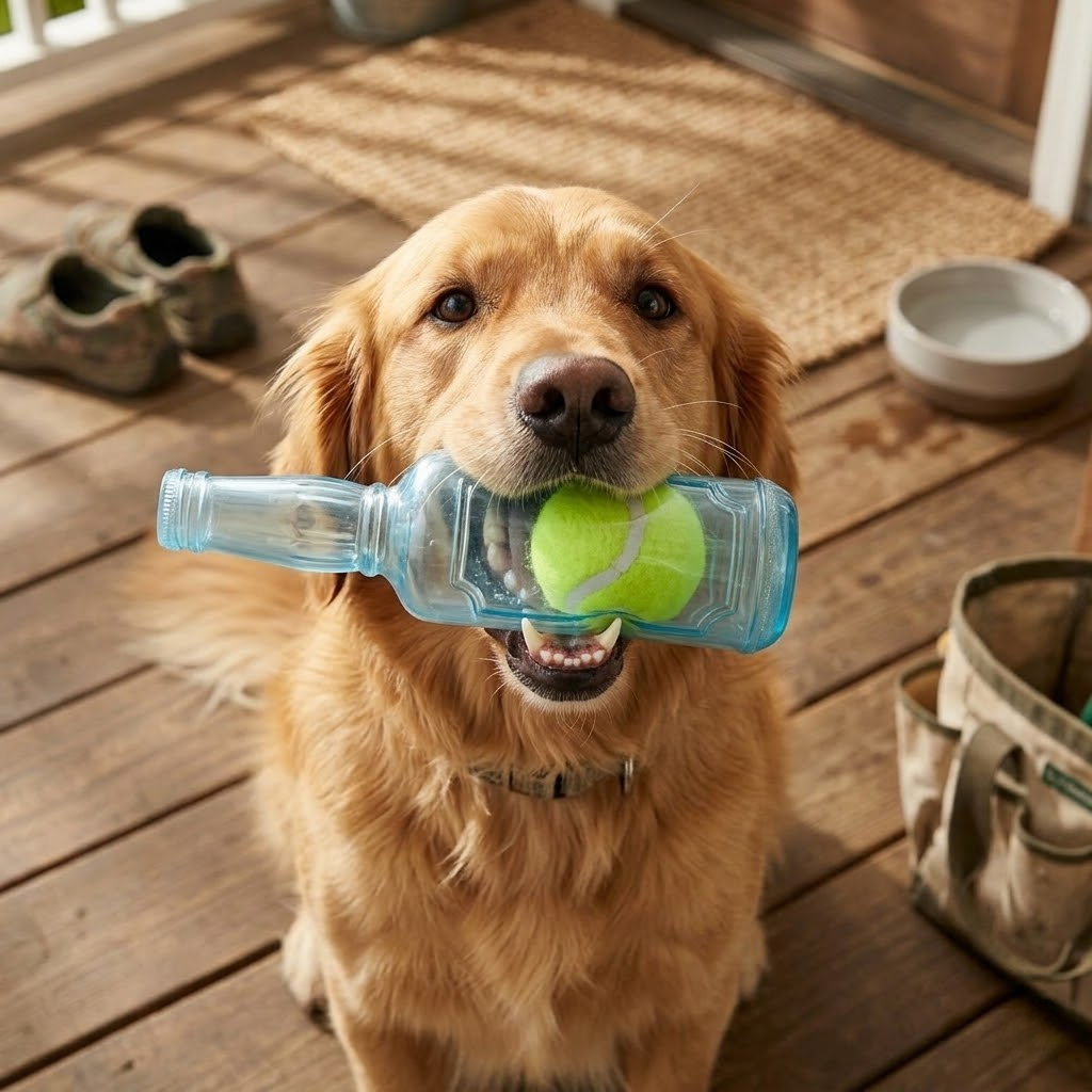 Interactive Squeaky Bottle &amp; Tennis Ball Toy