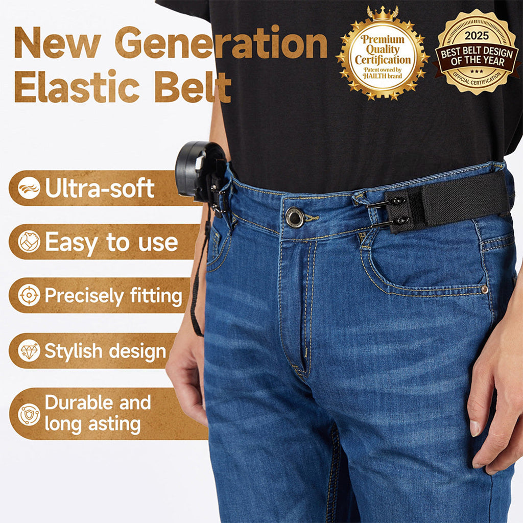 ✨Metal Hook Tactical Elastic Belt No Buckle Invisible Design | Soft Adjustable Side Tactical Belt