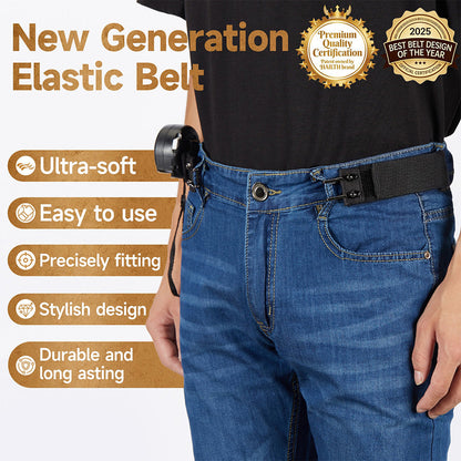 ✨Metal Hook Tactical Elastic Belt No Buckle Invisible Design | Soft Adjustable Side Tactical Belt