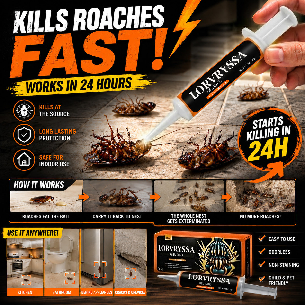 LORVRYSSA Cockroach Gel Bait | Whole-Home Eradication 🛡️